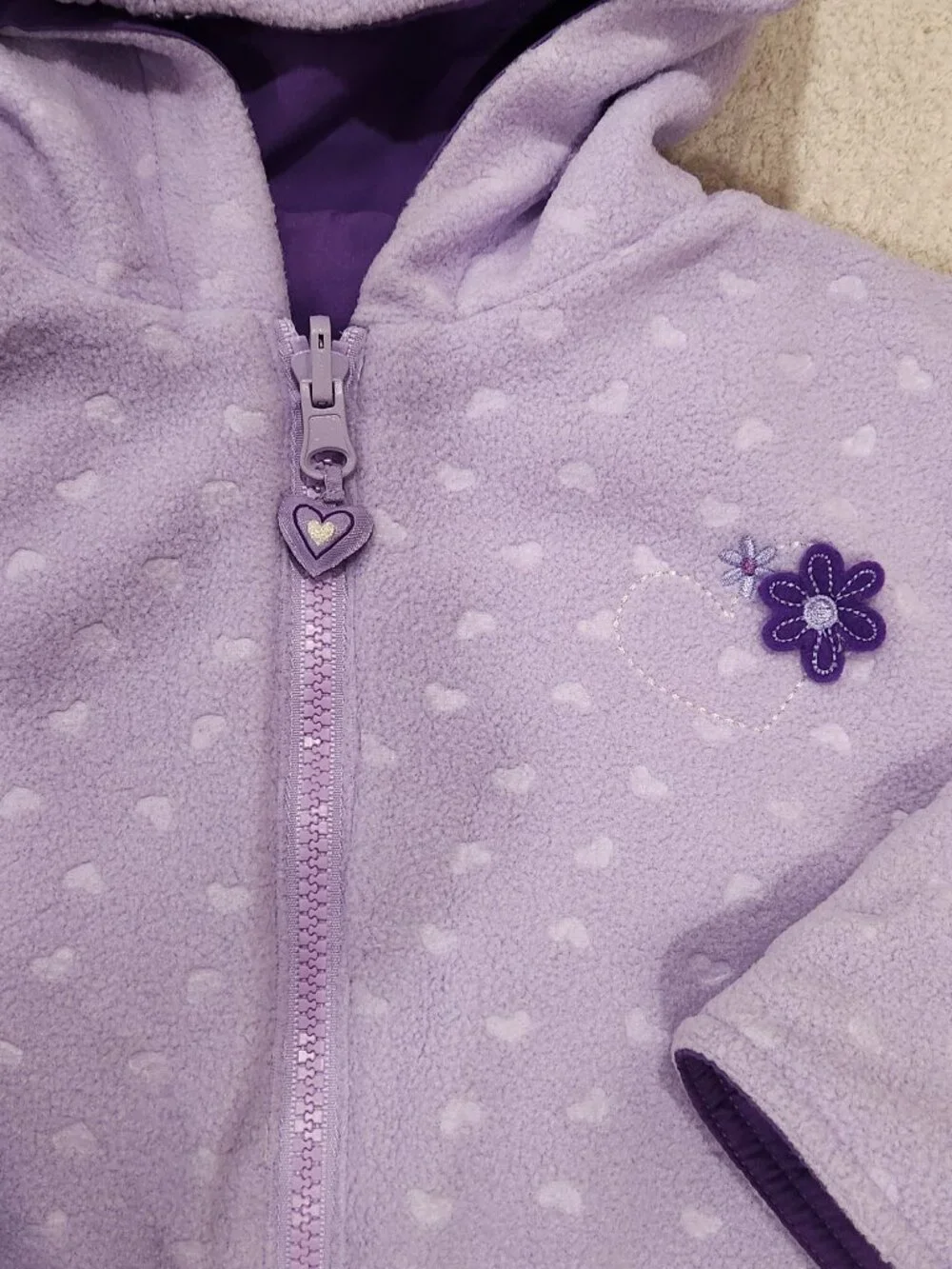 Carter's - Girls' Reversible Midweight Hooded Heart Jacket